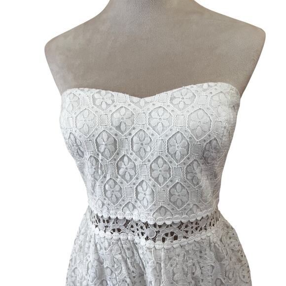 Lilly Pulitzer White Eyelet Lace Strapless Dress Size Large - Picture 2 of 7